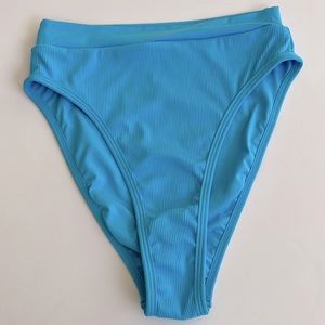 L Space Bikini Womens Frenchi Blue Ribbed Bitsy Cut Swim Bottom Separates Small